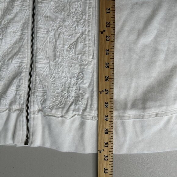 Soft Surroundings Hoodie Jacket 1X White Embroidered Zip Front Pockets - Picture 7 of 9